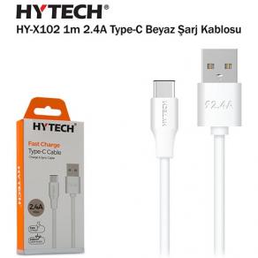 Hytech HY-X102 1m 2.4A Type-C Beyaz Şarj Kablosu