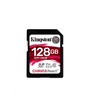 Kingston 128GB SDXC Canvas React 100R/80W CL10 UHS-I U3 V30 A1