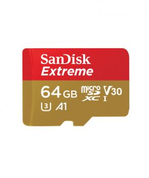 SanDisk Extreme microSDHC 64GB + SD Adapter + Rescue Pro Deluxe 100MB/s A1 C10 V30 UHS-I U3