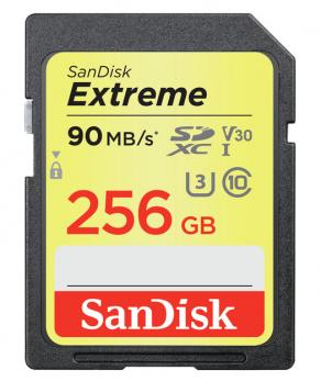 SanDisk Extreme SDHC Card 256GB 90MB/s Class 10 UHS-I U3
