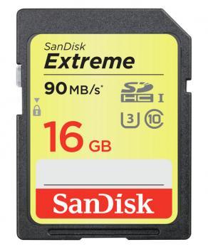 SanDisk Extreme SDHC Card 16GB 90MB/s Class 10 UHS-I U3