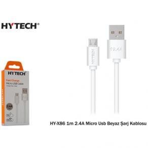 Hytech HY-X86 1m 2.4A Micro Usb Beyaz Şarj Kablosu