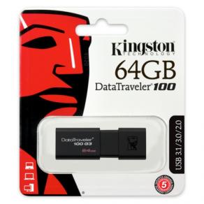 Kingston 64GB USB3.0 Memory DT100G3/64GB Siyah